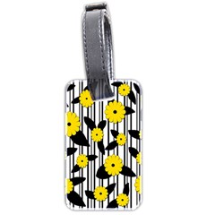 Yellow Floral Pattern Luggage Tags (two Sides) by Valentinaart