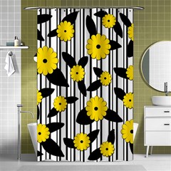 Yellow Floral Pattern Shower Curtain 48  X 72  (small)  by Valentinaart