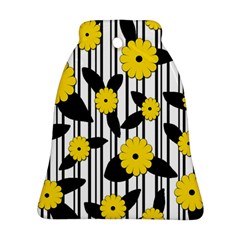 Yellow Floral Pattern Bell Ornament (2 Sides) by Valentinaart