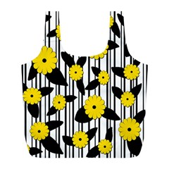 Yellow Floral Pattern Full Print Recycle Bags (l)  by Valentinaart