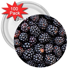 Blackberries Background Black Dark 3  Buttons (100 Pack)  by Amaryn4rt