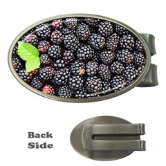 Blackberries Background Black Dark Money Clips (oval)  by Amaryn4rt