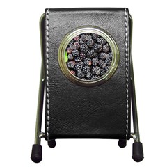 Blackberries Background Black Dark Pen Holder Desk Clocks by Amaryn4rt