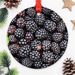 Blackberries Background Black Dark Round Ornament (two Sides)  by Amaryn4rt