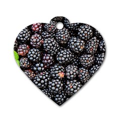 Blackberries Background Black Dark Dog Tag Heart (one Side) by Amaryn4rt