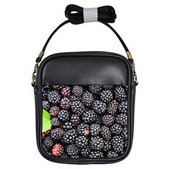 Blackberries Background Black Dark Girls Sling Bags by Amaryn4rt