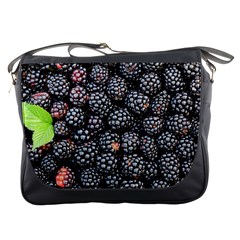 Blackberries Background Black Dark Messenger Bags by Amaryn4rt