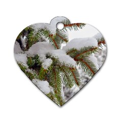 Brad Snow Winter White Green Dog Tag Heart (One Side)