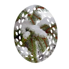 Brad Snow Winter White Green Oval Filigree Ornament (2-Side) 