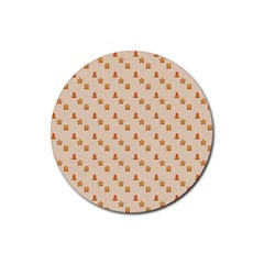 Christmas Wrapping Paper Rubber Round Coaster (4 Pack)  by Amaryn4rt