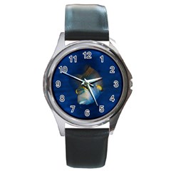 Fish Blue Animal Water Nature Round Metal Watch by Amaryn4rt