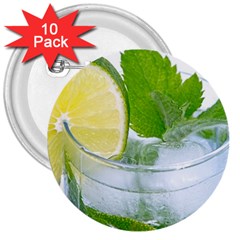 Cold Drink Lime Drink Cocktail 3  Buttons (10 Pack)  by Amaryn4rt