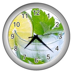 Cold Drink Lime Drink Cocktail Wall Clocks (silver)  by Amaryn4rt