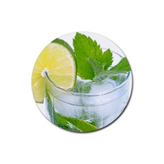 Cold Drink Lime Drink Cocktail Rubber Round Coaster (4 Pack)  by Amaryn4rt