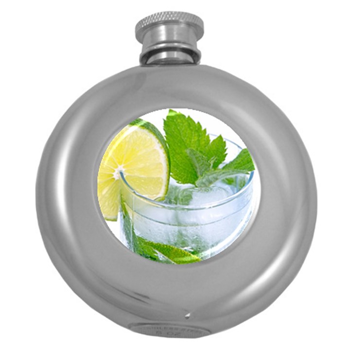 Cold Drink Lime Drink Cocktail Round Hip Flask (5 oz)