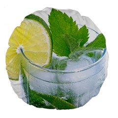 Cold Drink Lime Drink Cocktail Large 18  Premium Flano Round Cushions by Amaryn4rt