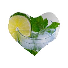 Cold Drink Lime Drink Cocktail Standard 16  Premium Flano Heart Shape Cushions by Amaryn4rt