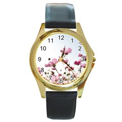 Flowers Plants Korea Nature Round Gold Metal Watch by Amaryn4rt