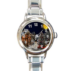 Christmas Landscape Round Italian Charm Watch by Amaryn4rt