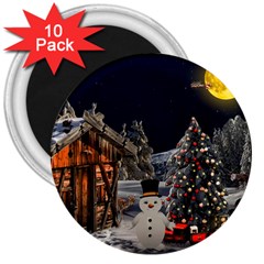 Christmas Landscape 3  Magnets (10 Pack)  by Amaryn4rt