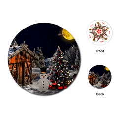 Christmas Landscape Playing Cards (round)  by Amaryn4rt