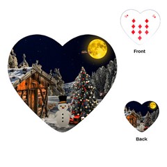 Christmas Landscape Playing Cards (heart)  by Amaryn4rt