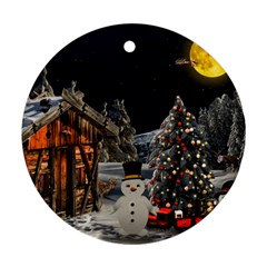 Christmas Landscape Round Ornament (two Sides)  by Amaryn4rt