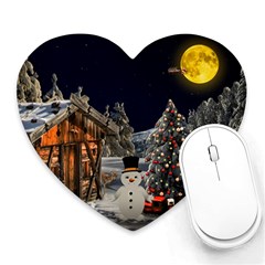 Christmas Landscape Heart Mousepads by Amaryn4rt