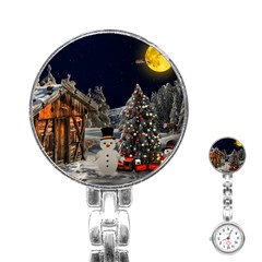 Christmas Landscape Stainless Steel Nurses Watch by Amaryn4rt