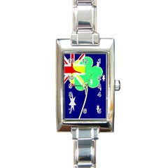 Irish Australian Australia Ireland Shamrock Funny St Patrick Flag Rectangle Italian Charm Watch by yoursparklingshop