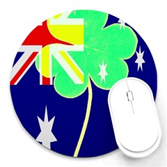 Irish Australian Australia Ireland Shamrock Funny St Patrick Flag Round Mousepads by yoursparklingshop