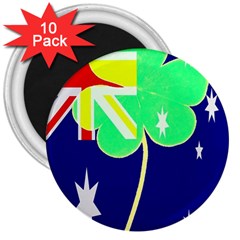 Irish Australian Australia Ireland Shamrock Funny St Patrick Flag 3  Magnets (10 Pack)  by yoursparklingshop