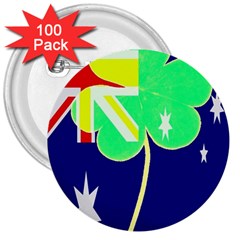 Irish Australian Australia Ireland Shamrock Funny St Patrick Flag 3  Buttons (100 Pack)  by yoursparklingshop