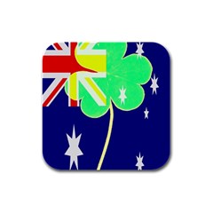 Irish Australian Australia Ireland Shamrock Funny St Patrick Flag Rubber Square Coaster (4 Pack)  by yoursparklingshop