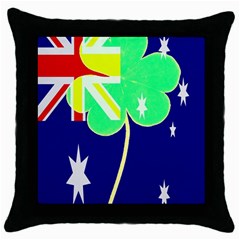 Irish Australian Australia Ireland Shamrock Funny St Patrick Flag Throw Pillow Case (black) by yoursparklingshop