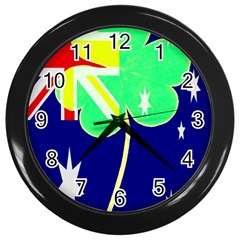 Irish Australian Australia Ireland Shamrock Funny St Patrick Flag Wall Clocks (black) by yoursparklingshop