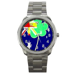 Irish Australian Australia Ireland Shamrock Funny St Patrick Flag Sport Metal Watch by yoursparklingshop