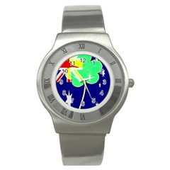 Irish Australian Australia Ireland Shamrock Funny St Patrick Flag Stainless Steel Watch by yoursparklingshop