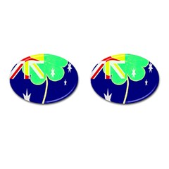 Irish Australian Australia Ireland Shamrock Funny St Patrick Flag Cufflinks (oval) by yoursparklingshop