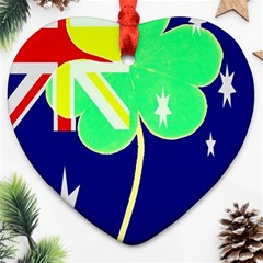 Irish Australian Australia Ireland Shamrock Funny St Patrick Flag Heart Ornament (2 Sides) by yoursparklingshop