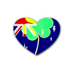 Irish Australian Australia Ireland Shamrock Funny St Patrick Flag Heart Coaster (4 Pack)  by yoursparklingshop