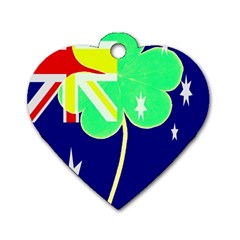 Irish Australian Australia Ireland Shamrock Funny St Patrick Flag Dog Tag Heart (two Sides) by yoursparklingshop