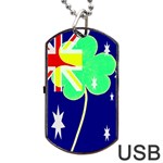 Irish Australian Australia Ireland Shamrock Funny St Patrick Flag Dog Tag USB Flash (Two Sides)  Front