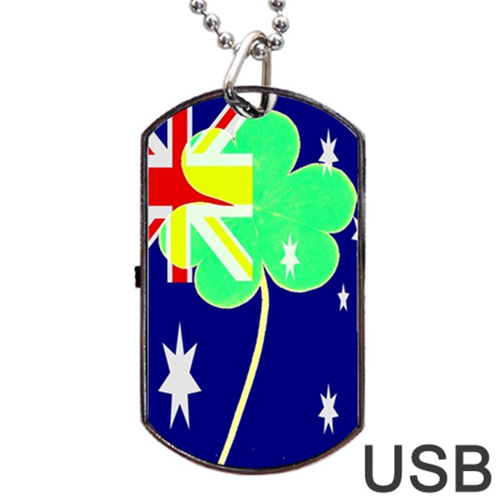 Irish Australian Australia Ireland Shamrock Funny St Patrick Flag Dog Tag USB Flash (Two Sides) 