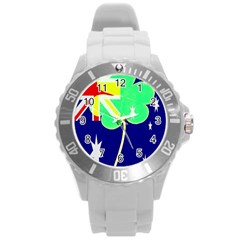 Irish Australian Australia Ireland Shamrock Funny St Patrick Flag Round Plastic Sport Watch (l) by yoursparklingshop