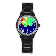 Irish Australian Australia Ireland Shamrock Funny St Patrick Flag Stainless Steel Round Watch by yoursparklingshop