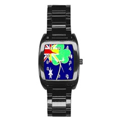 Irish Australian Australia Ireland Shamrock Funny St Patrick Flag Stainless Steel Barrel Watch by yoursparklingshop