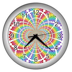 Color Background Structure Lines Wall Clocks (silver)  by Amaryn4rt