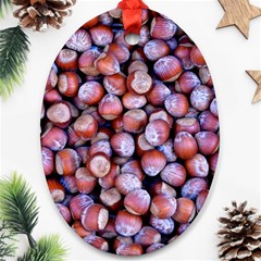 Hazelnuts Nuts Market Brown Nut Ornament (oval)  by Amaryn4rt