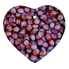 Hazelnuts Nuts Market Brown Nut Ornament (heart)  by Amaryn4rt